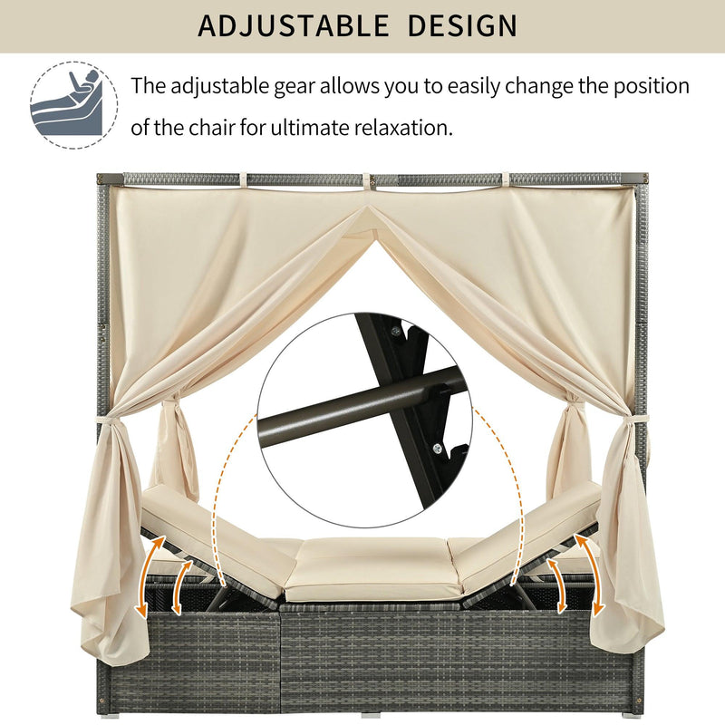 Adjustable Sun Bed With Curtain,High Comfort，With 3 Colors - Urban Living Furniture (Los Angeles, CA)