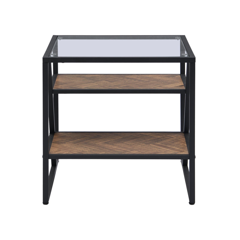 Black Side Table, End Table withStorage Shelf, Tempered Glass Coffee Table with Metal Frame for Living Room&Bed Room - Urban Living Furniture (Los Angeles, CA)