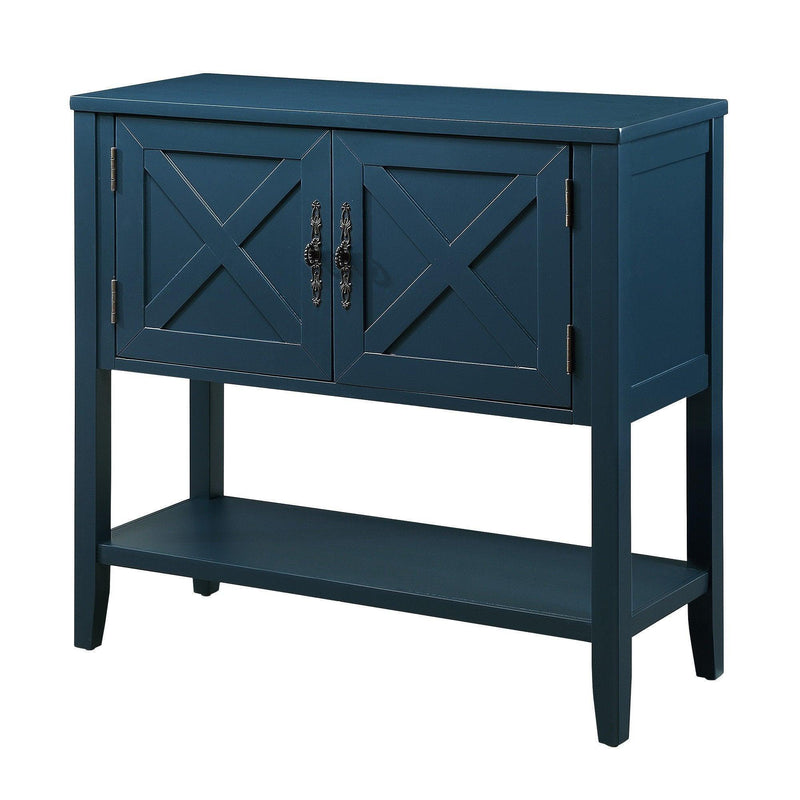 35’’ Farmhouse Wood Buffet Sideboard Console Table with Bottom Shelf and 2-Door Cabinet, for Living Room, Entryway,Kitchen Dining Room Furniture (Navy Blue) - Urban Living Furniture (Los Angeles, CA)