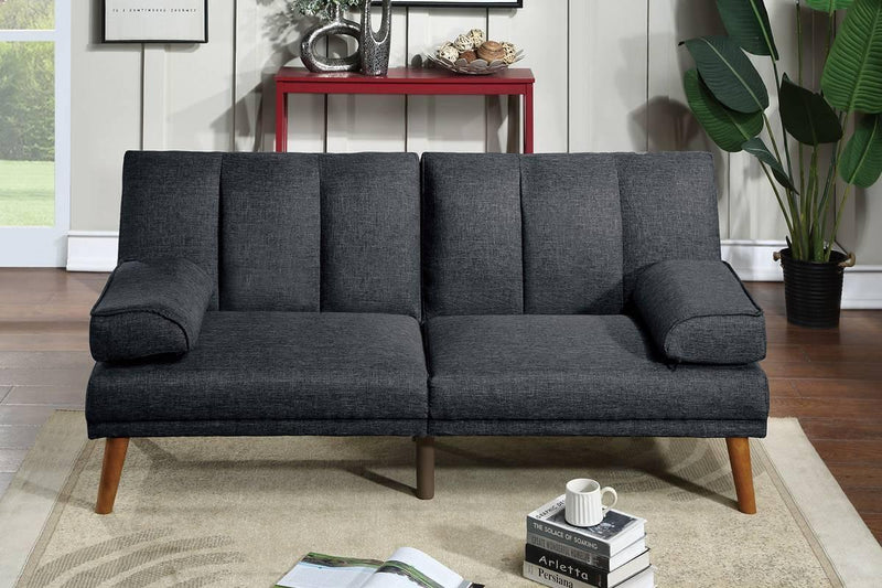Navy Polyfiber Adjustable Sofa Living Room Furniture Solid wood Legs Plush Couch