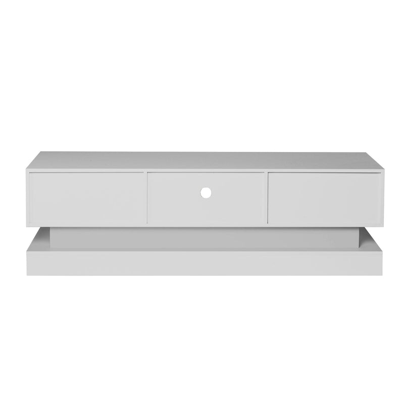 51.18inch  WHITE morden TV Stand with LED Lights,high glossy front TV Cabinet,can be assembled in Lounge Room, Living Room or Bedroom,color:WHITE