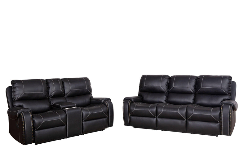 Faux Leather Reclining Sofa Couch Loveseat Sofa for Living Room Black - Urban Living Furniture (Los Angeles, CA)