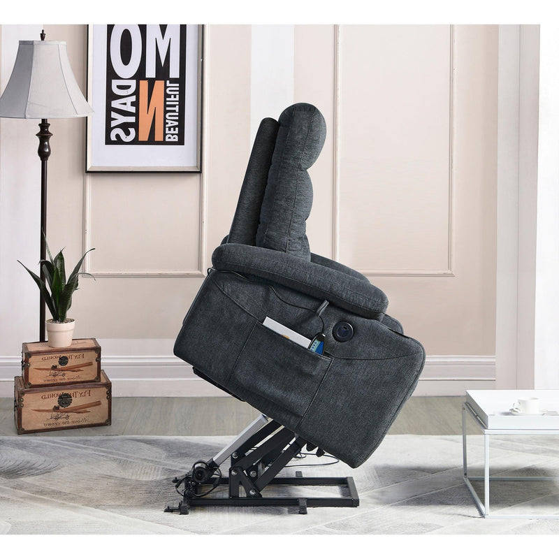 Electric Power Lift Recliner Chair  with Massage and Heat for Elderly, 3 Positions, 2 Side Pockets, Cup Holders, USB Charge Ports, High-end  Quality Cloth Power Reclining Chair For Living Room.