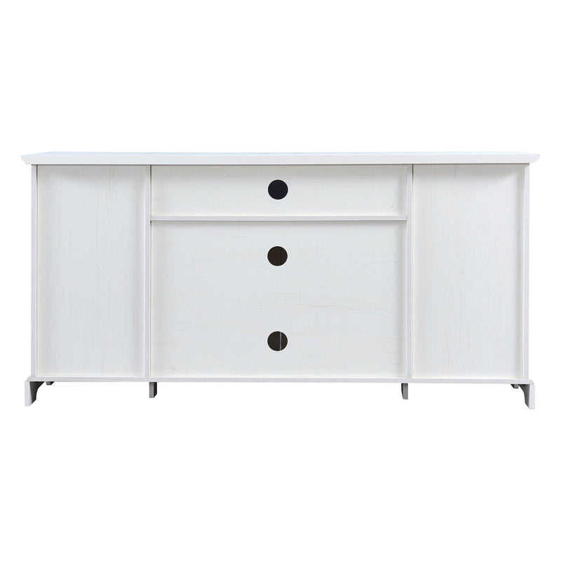 TV Stand for TV up to 65in with 2 Tempered Glass Doors Adjustable Panels Open Style Cabinet, Sideboard for Living room, White - Urban Living Furniture (Los Angeles, CA)