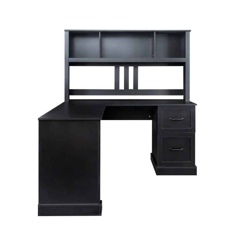 Home Office Computer Desk with Hutch, Antiqued Black finish - Urban Living Furniture (Los Angeles, CA)