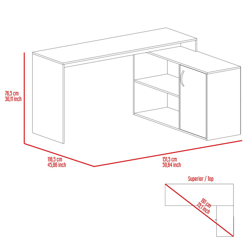 Lyncliff 1-Drawer 2-Shelf L-Shaped Office Desk Light Oak - Urban Living Furniture (Los Angeles, CA)