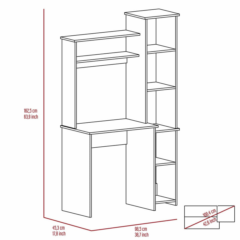 Marston 6-Shelf Writing Desk with Built-in Bookcase White - Urban Living Furniture (Los Angeles, CA)