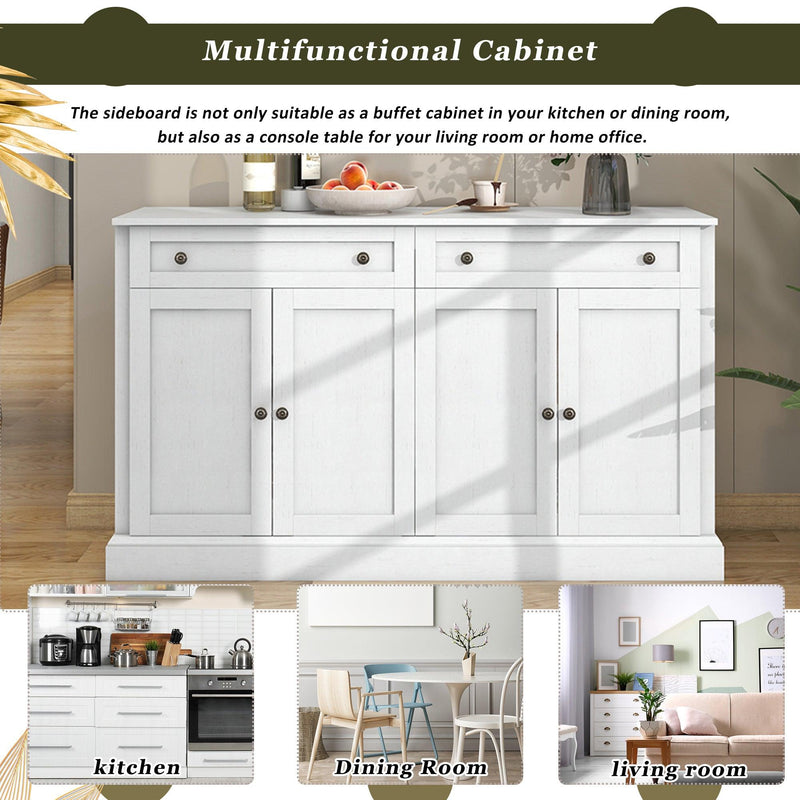 Kitchen SideboardStorage Buffet Cabinet with 2 Drawers & 4 Doors Adjustable Shelves for Dining Room, Living Room (Antique White) - Urban Living Furniture (Los Angeles, CA)