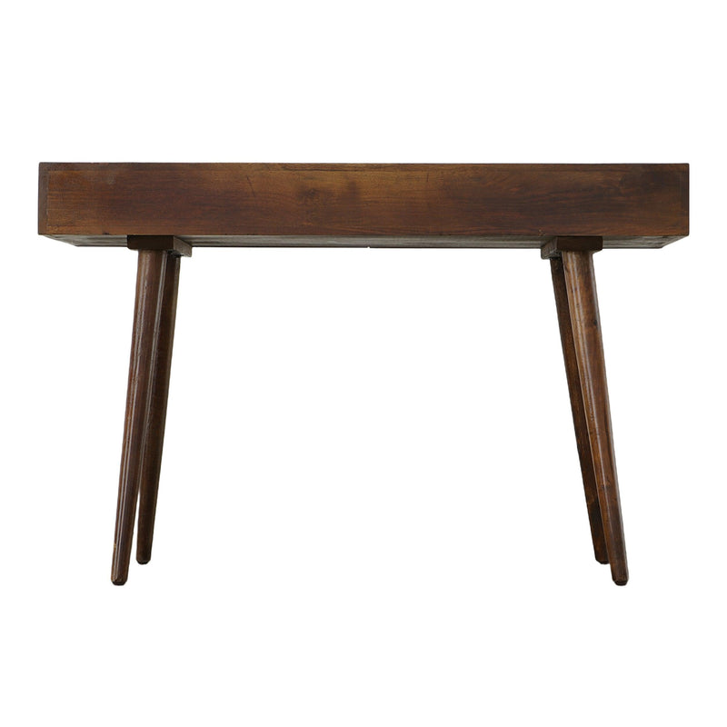 ManWood Writing Desk with Two Drawers and Tapered Legs, Brown