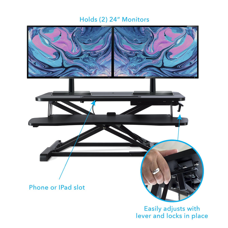 Atlantic Height Adjustable Large Standing Desk Converter, Black - Gas Spring, Desktop Riser - Urban Living Furniture (Los Angeles, CA)