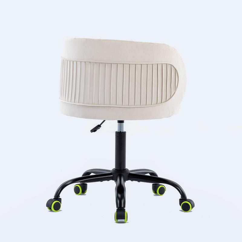 Zen Zone Velvet Leisure office chair, suitable for study and office, can adjust the height, can rotate 360 degrees, with pulley, Off-White - Urban Living Furniture (Los Angeles, CA)