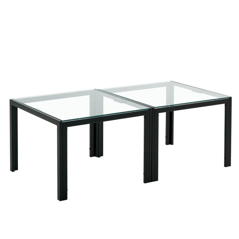 Coffee Table Set of 2, SquareModern Table with Tempered Glass Finish for Living Room,Transparent - Urban Living Furniture (Los Angeles, CA)