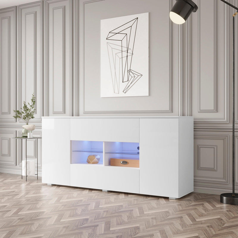 TV cabinet with double doors and drawers is suitable for living room and bedroom