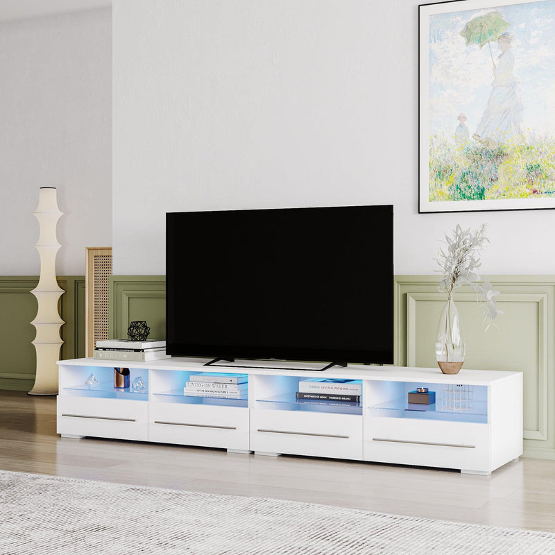 White TV cabinet has two drawers with dual end color-changing LED light strip - Urban Living Furniture (Los Angeles, CA)