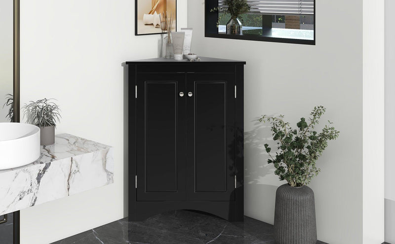 Black Triangle BathroomStorage Cabinet with Adjustable Shelves, Freestanding Floor Cabinet for Home Kitchen - Urban Living Furniture (Los Angeles, CA)