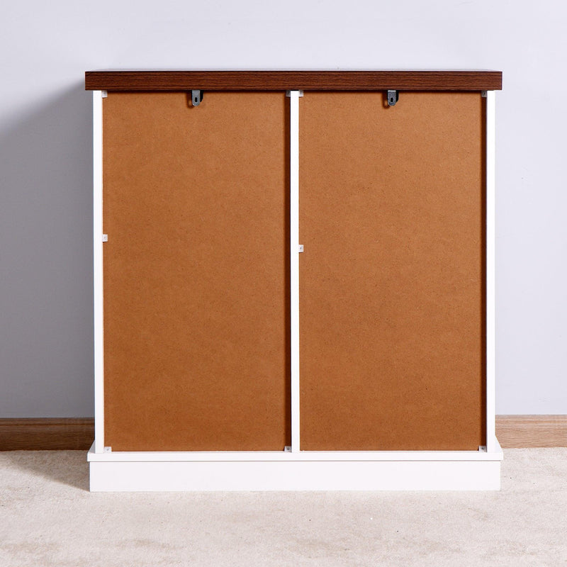 Living Room Wooden WhiteStorage Cabinet with Barn Door 31.5 x 15.35 x 32 inch