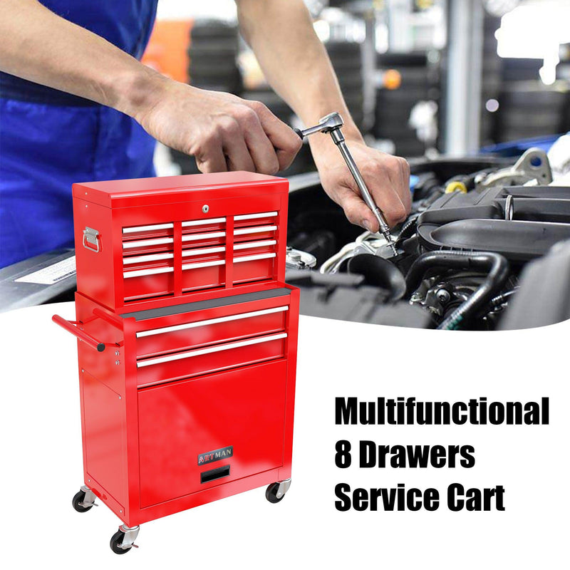 High Capacity Rolling Tool Chest with Wheels and Drawers, 8-Drawer ToolStorage Cabinet--RED - Urban Living Furniture (Los Angeles, CA)