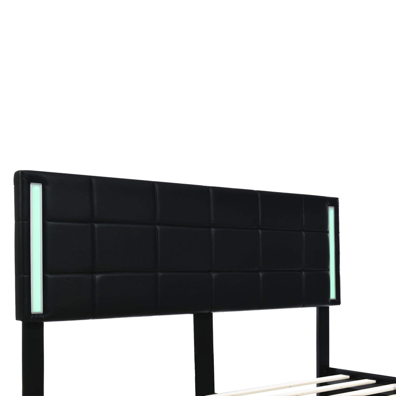 Queen Size Upholstered Platform Bed with LED Lights and USB Charging,Storage Bed with 4 Drawers, Black - Urban Living Furniture (Los Angeles, CA)