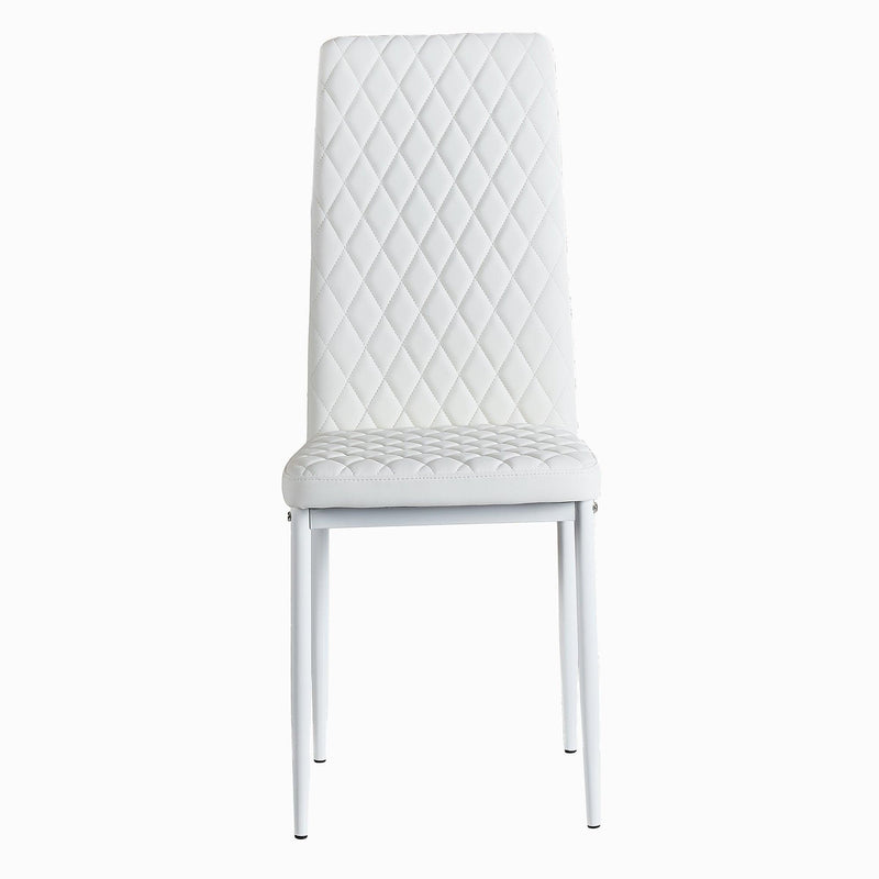 WhiteModern minimalist dining chair fireproof leather sprayed metal pipe diamond grid pattern restaurant home conference chair set of 4 - Urban Living Furniture (Los Angeles, CA)