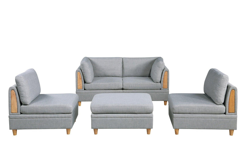 Living Room Furniture Corner Wedge Light Grey Dorris Fabric 1pc Cushion Wedge Sofa Wooden Legs - Urban Living Furniture (Los Angeles, CA)