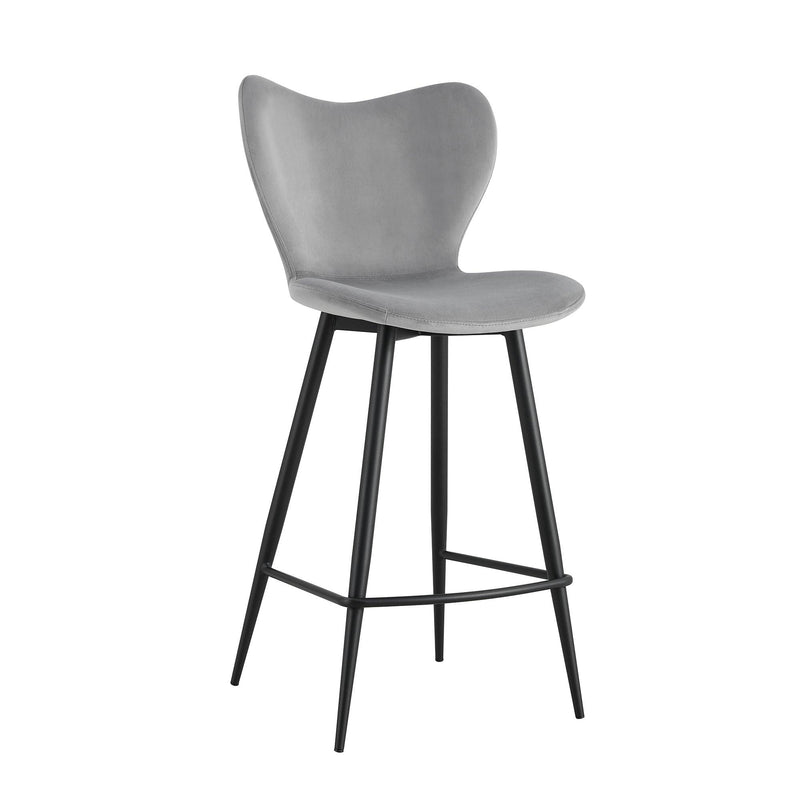 Grey Velvet Chair Barstool Dining Counter Height Chair Set of 2 - Urban Living Furniture (Los Angeles, CA)