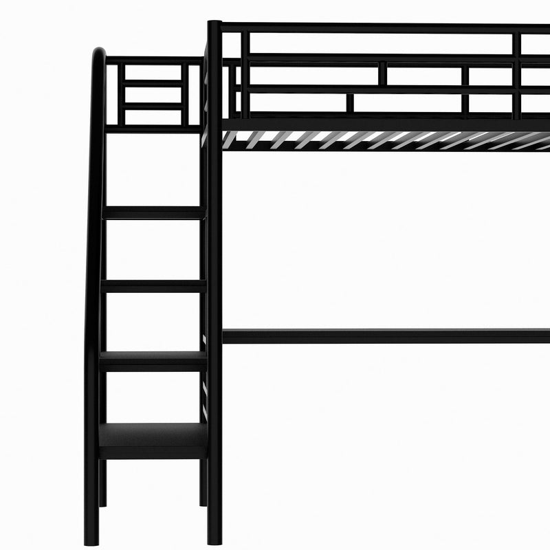 Metal Loft Bed Frame with Desk, No Box Spring Needed,Twin ,Black - Urban Living Furniture (Los Angeles, CA)