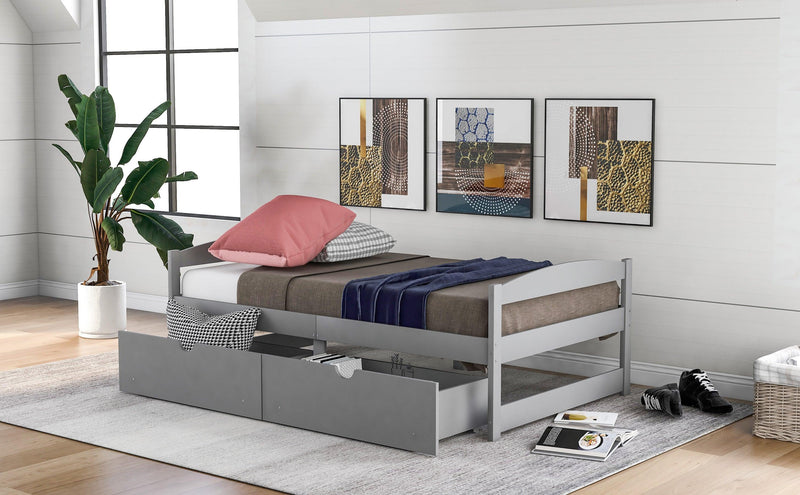 Twin size platform bed, with two drawers, gray - Urban Living Furniture (Los Angeles, CA)