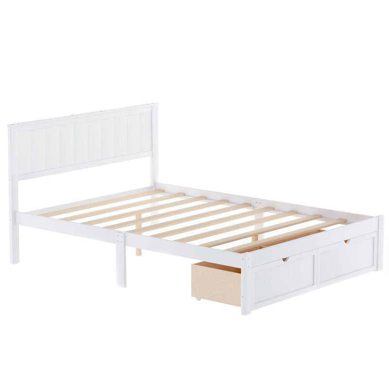 Full Size Platform Bed with Under-bed Drawers, White - Urban Living Furniture (Los Angeles, CA)