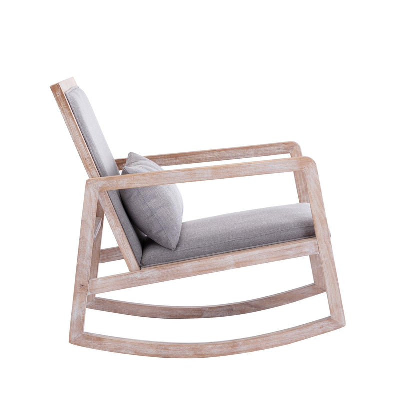 Solid wood linen fabric antique white wash painting rocking chair with  removable lumbar pillow - Urban Living Furniture (Los Angeles, CA)