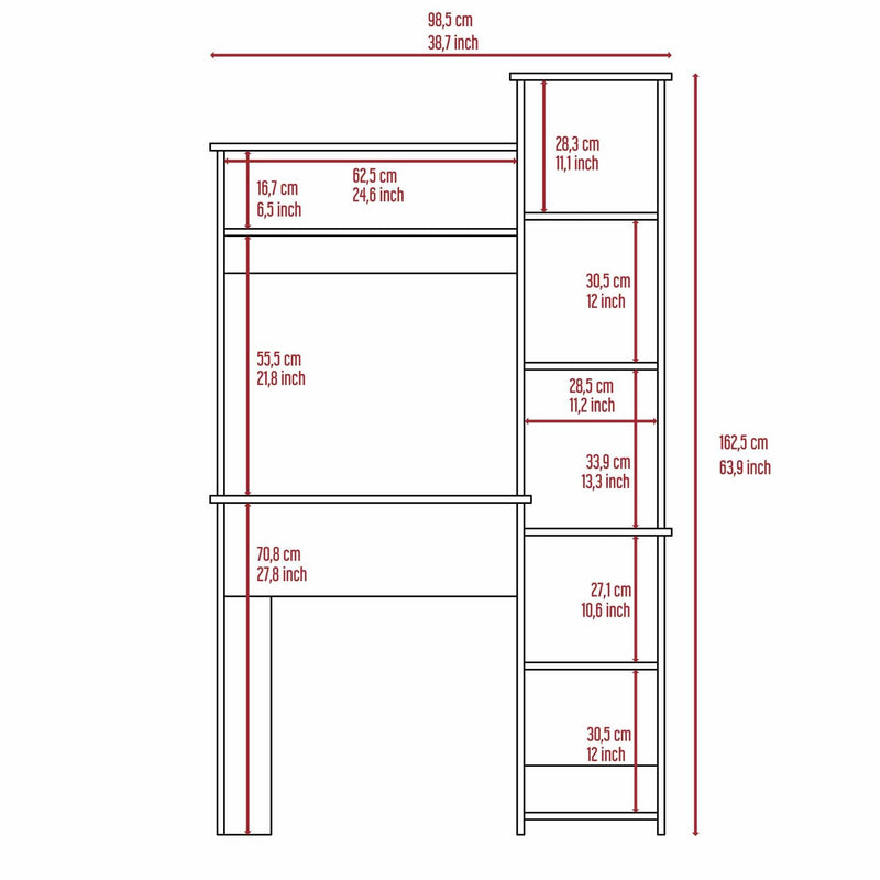 Marston 6-Shelf Writing Desk with Built-in Bookcase Smokey Oak - Urban Living Furniture (Los Angeles, CA)