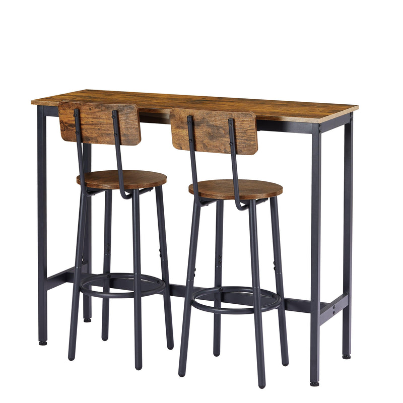 Bar Table Set with 2 Bar stools (Rustic Brown,43.31’’w x 15.75’’d x 35.43’’h) - Urban Living Furniture (Los Angeles, CA)