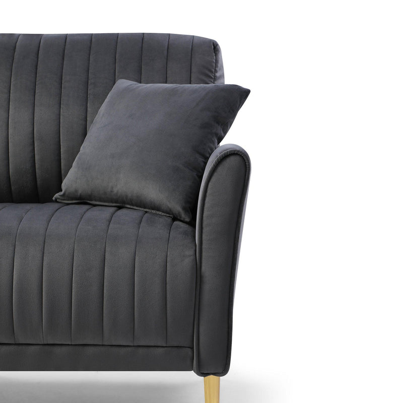 Charcoal Grey 2 Seat Round Arm with Channel Tufted Loveseat Sofa - Urban Living Furniture (Los Angeles, CA)