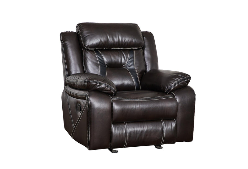 Reclining upholstered manual puller in faux leather, Brown 38.58*38.58*40.16 - Urban Living Furniture (Los Angeles, CA)