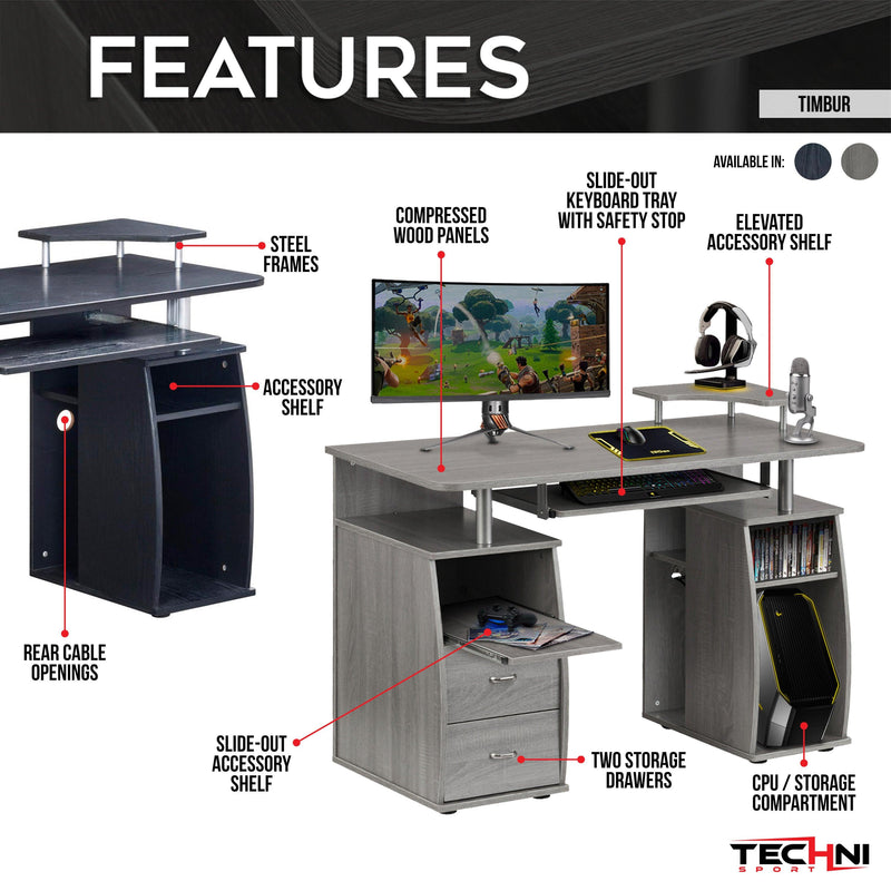 Techni Mobili Complete Computer Workstation Desk WithStorage, Espresso - Urban Living Furniture (Los Angeles, CA)