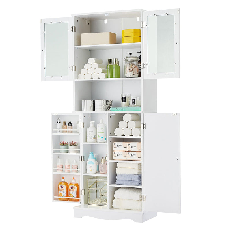 TallStorage Cabinet with Glass Doors for Bathroom/Office, MultipleStorage Space, White - Urban Living Furniture (Los Angeles, CA)