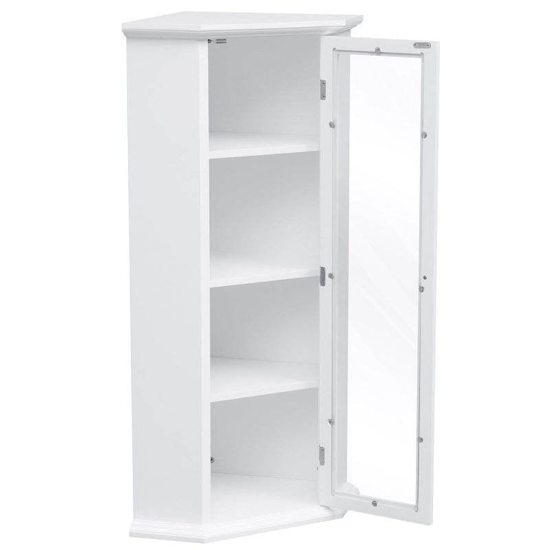 Freestanding Bathroom Cabinet with Glass Door, CornerStorage Cabinet for Bathroom, Living Room and Kitchen, MDF Board with Painted Finish, White - Urban Living Furniture (Los Angeles, CA)