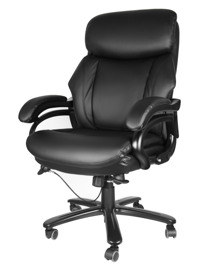 Executive Office Chair， High Quality PU Leather Chair with Soft Cushion and Backrest, 400lbs，Black