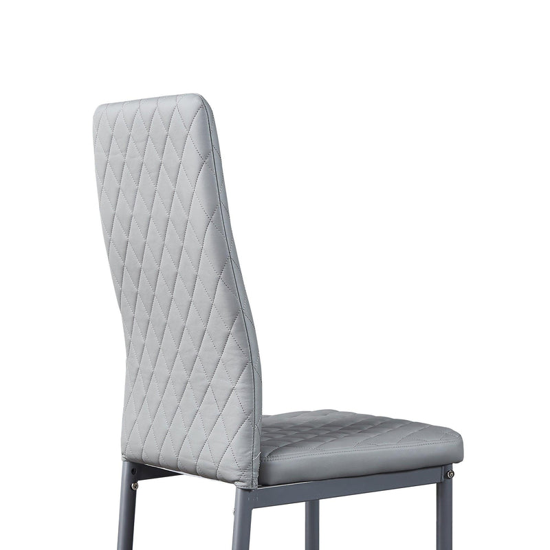 Light GrayModern minimalist dining chair leather sprayed metal pipe diamond grid pattern restaurant home conference chair set of 4 - Urban Living Furniture (Los Angeles, CA)