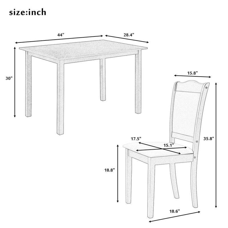 5-Piece Wood Dining Table Set Simple Style Kitchen Dining Set Rectangular Table with Upholstered Chairs for Limited Space (Espresso) - Urban Living Furniture (Los Angeles, CA)