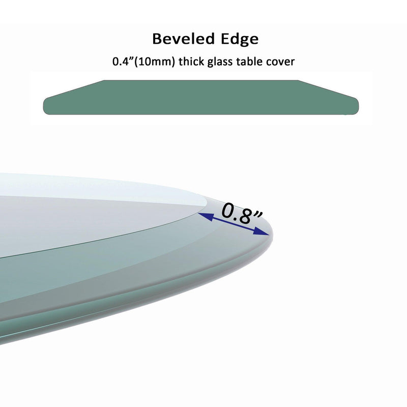 40" Inch Round Tempered Glass Table Top Clear Glass 2/5" Inch Thick Beveled Polished Edge - Urban Living Furniture (Los Angeles, CA)