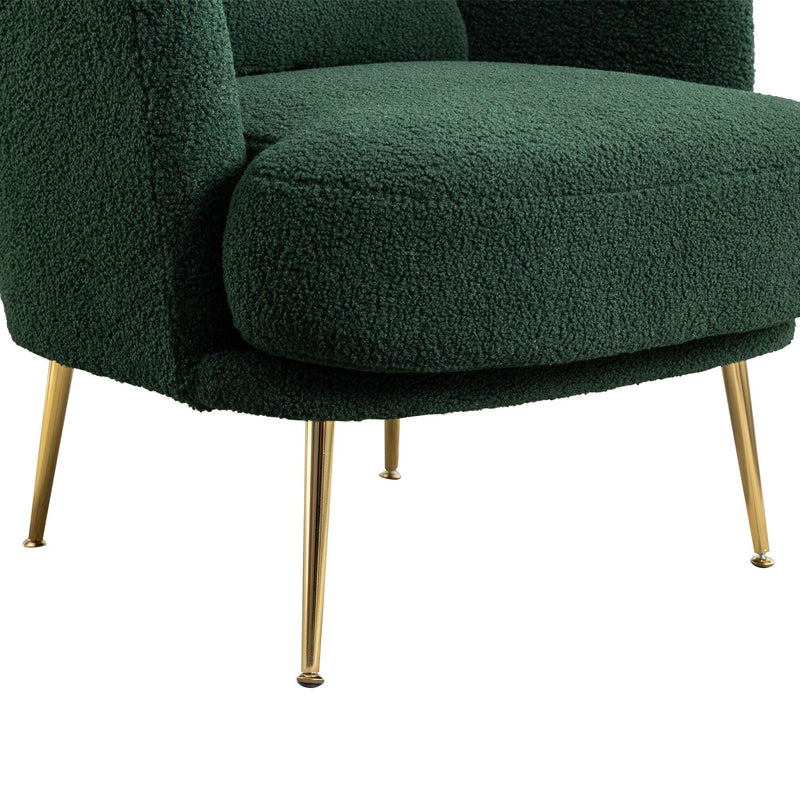 30.32"W Accent Chair Upholstered Curved Backrest Reading Chair Single Sofa Leisure Club Chair with Golden Adjustable Legs For Living Room Bedroom Dorm Room (Green Boucle) - Urban Living Furniture (Los Angeles, CA)