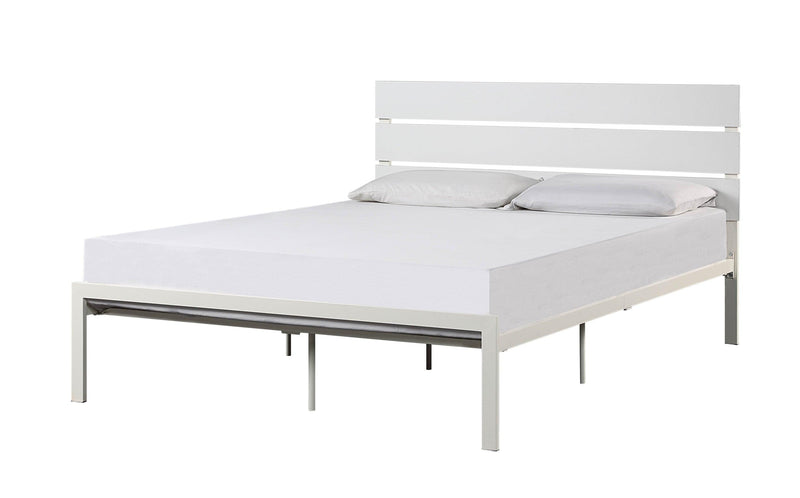 White Metal Frame Full Size Bed 1pc Casual Style Bedroom Furniture