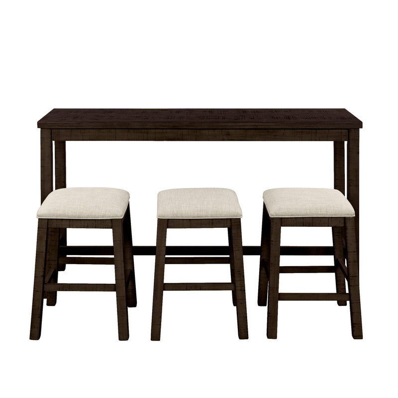 4 Pieces Counter Height Table with Fabric Padded Stools, Rustic Bar Dining Set with Socket, Brown - Urban Living Furniture (Los Angeles, CA)