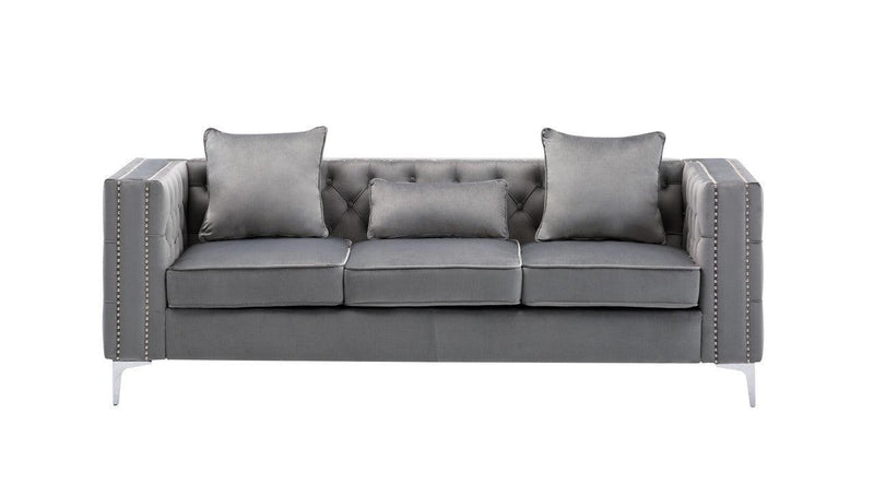 Lorreto Gray Velvet Fabric Sofa Loveseat Living Room Set - Urban Living Furniture (Los Angeles, CA)