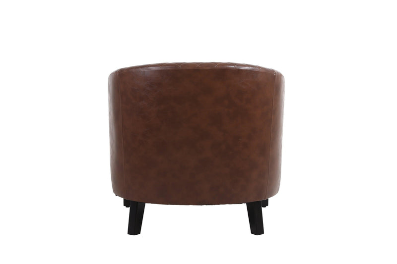 accent Barrel chair living room chair with nailheads and solid wood legs  Brown pu leather - Urban Living Furniture (Los Angeles, CA)