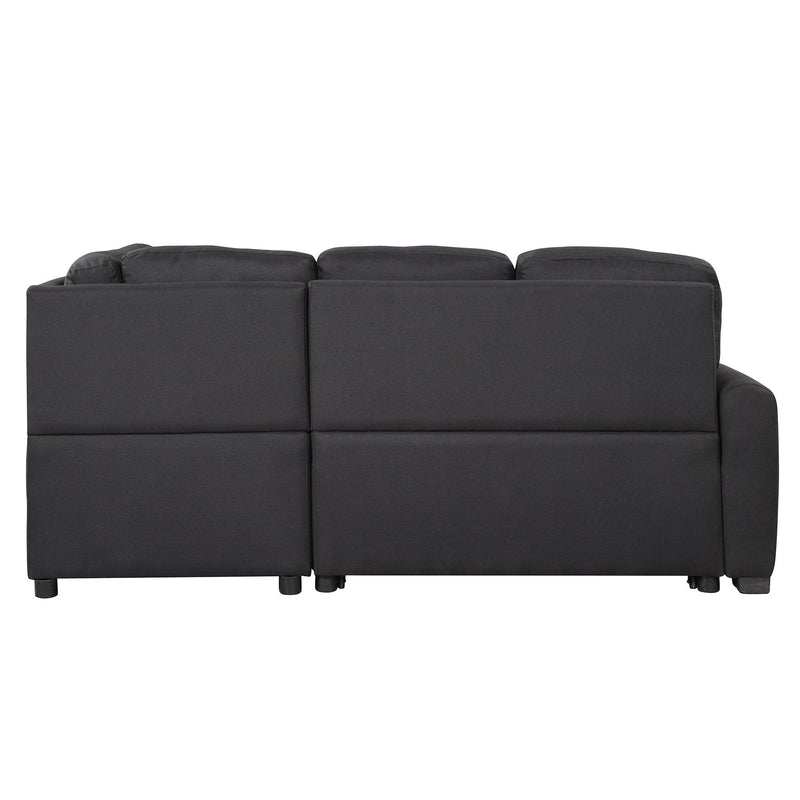 76.7"Sectional Sleeper Sofa with USB Charging Port and Plug Outlet,Pull-Out Sofa Bed with 3 Pillows, L-Shape Chaise for Living Room Small Apartment,Black - Urban Living Furniture (Los Angeles, CA)