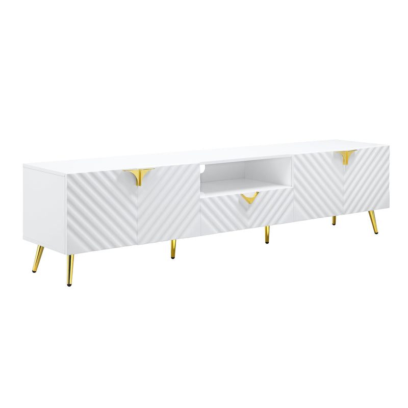 ACME Gaines TV Stand, White High Gloss Finish LV01138 - Urban Living Furniture (Los Angeles, CA)