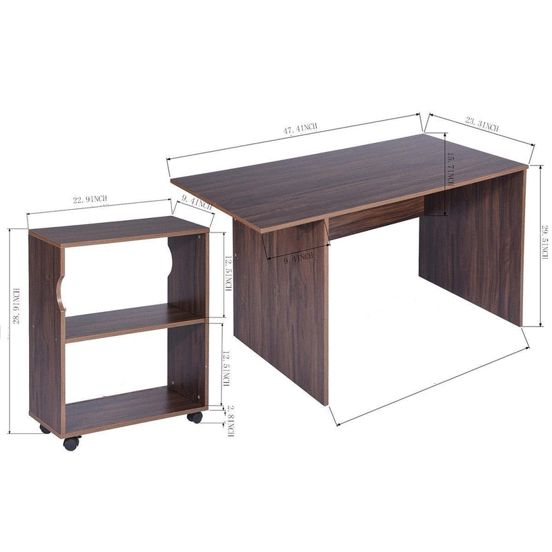 47.4" L Computer Desk with movable bookcase, brown - Urban Living Furniture (Los Angeles, CA)