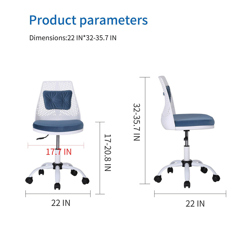 Office Task Desk Chair Swivel Home Comfort Chairs,Adjustable Height with ample lumbar support,White+Blue - Urban Living Furniture (Los Angeles, CA)