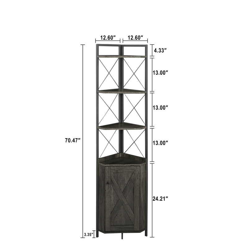 Corner Shelf 5-Tier withStorage，Corner cabinet Bookshelf StandStorage Rack(Dark Grey) - Urban Living Furniture (Los Angeles, CA)